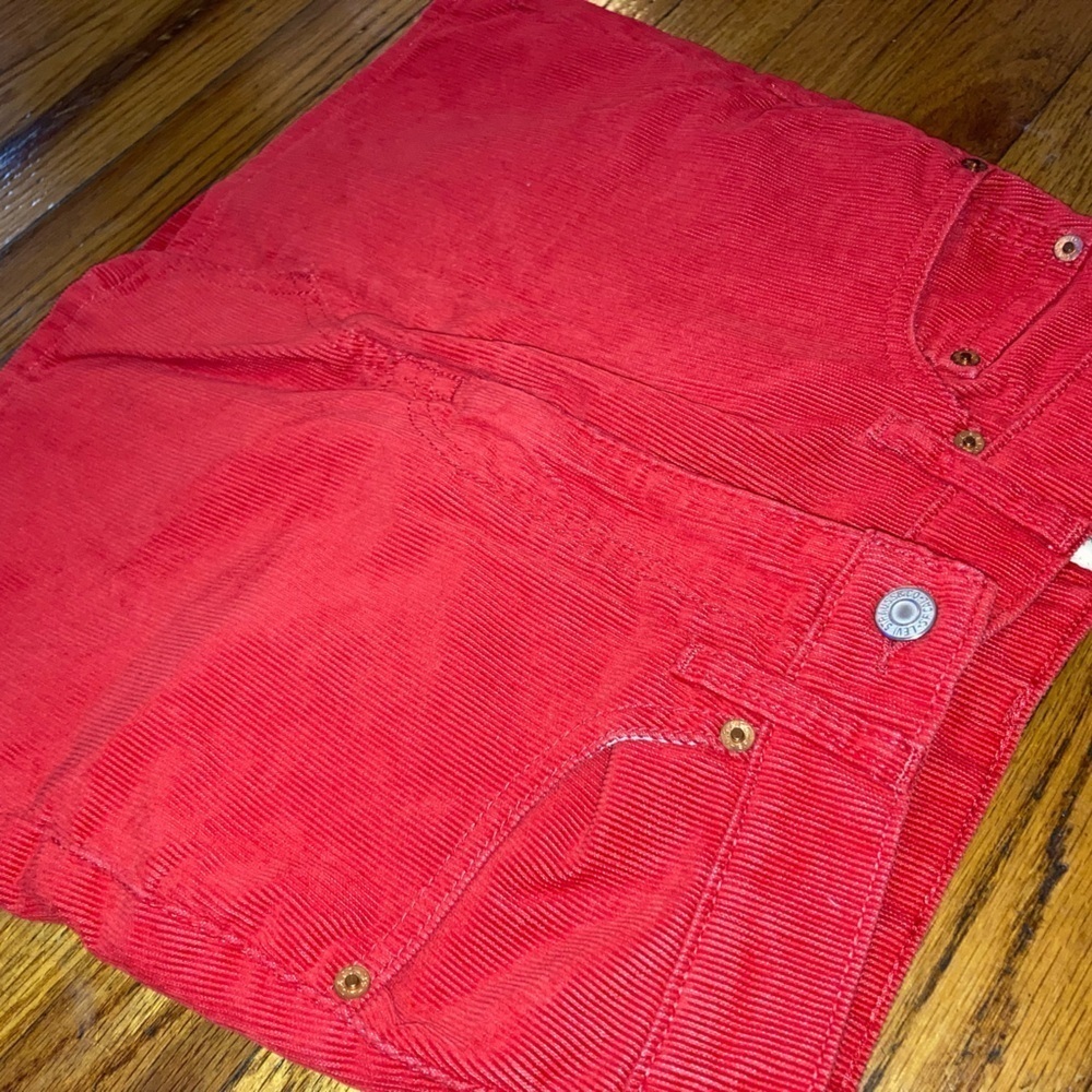 𝅺levi Strauss size 24 vintage y2k red Valentine’s Day corduroy miniskirt - Picture 13 of 15